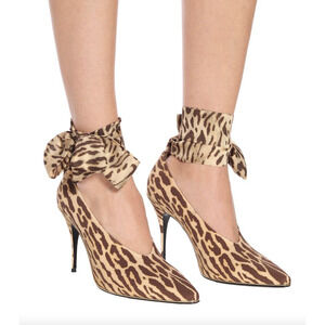 Zimmermann Womens Ankle Tie Heels Size 8 Stiletto Pointed Toe Cheetah Designer